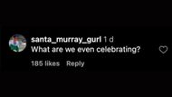 Instagram comment (Image via Instagram/@santa_murray_gurl)